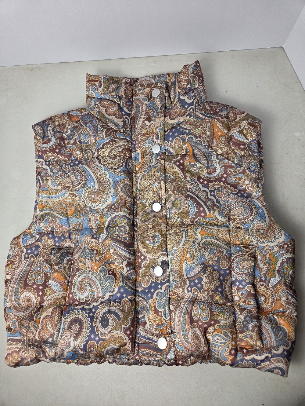 Current Air Paisley Print Puffer Vest Women’s Small Casual Cropped
